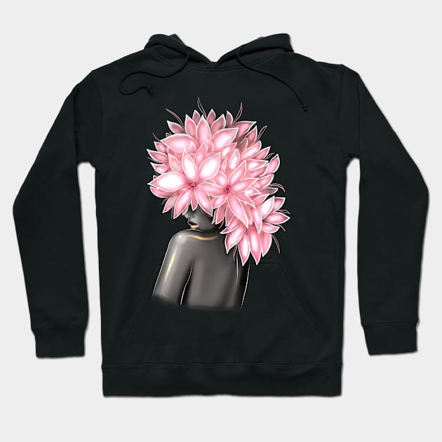 Black and white girl with color beautiful flowers in her head. Hoodie by Olena Tyshchenko